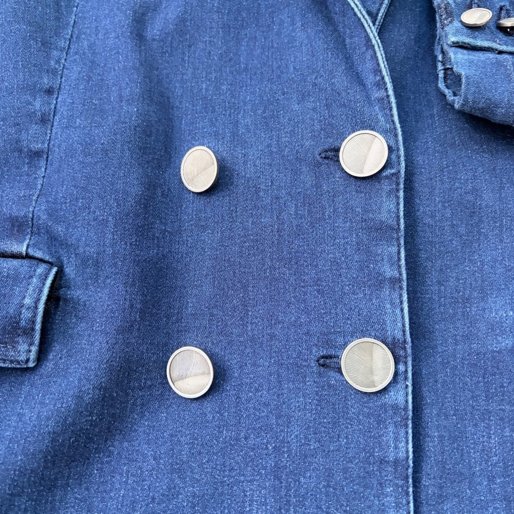 J. McLaughlin Women Dark Denim Double Breasted Blazer Jacket 12 Stretch Luxury‎ - Picture 4 of 14